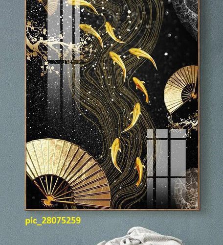 Tranh tráng gương hình quạt và cửu ngư pic_28075259