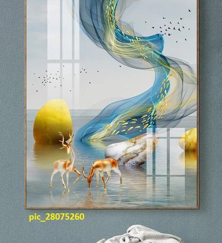 Tranh tráng gương nai và đàn cá vàng pic_28075260