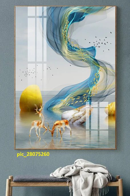 Tranh tráng gương nai và đàn cá vàng pic_28075260