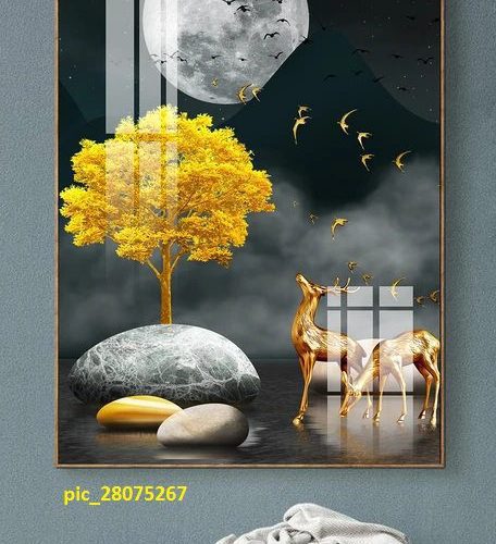 Tranh cây lá vàng dưới ánh trăng pic_28075267