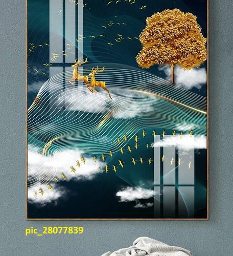 Tranh nghệ thuật cây tài lộc và hươu nai pic_28077839