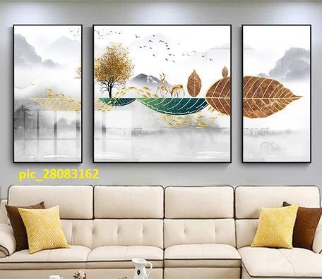 Tranh nghệ thuật nai và chiếc lá sắc màu pic_28083162