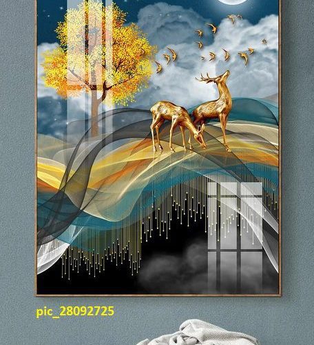 Tranh đôi nai đứng trên dải ngân hà pic_28092725
