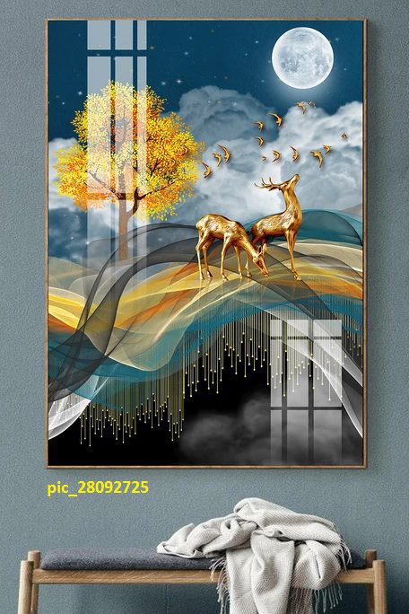 Tranh đôi nai đứng trên dải ngân hà pic_28092725