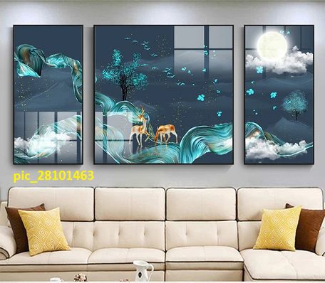 Tranh cảnh đẹp trời đêm và nai vàng pic_28101463