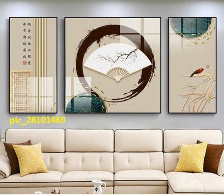 Tranh 3D hình quạt và chữ hán pic_28101469
