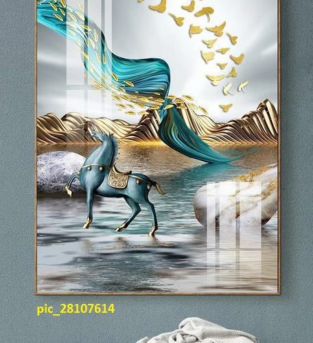 Tranh ngựa xanh đứng trên mặt nước pic_28107614