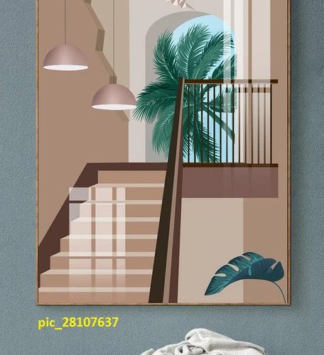 Tranh cầu thang 3D và cây dừa pic_28107637
