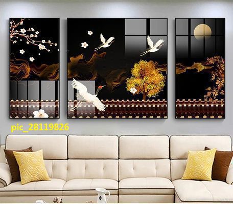 Tranh hạc trắng và cành hoa trắng pic_28119826