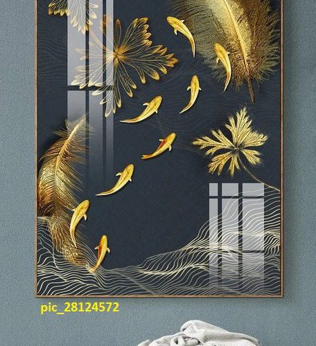 Tranh nghệ thuật lông vũ và đàn cá pic_28124572