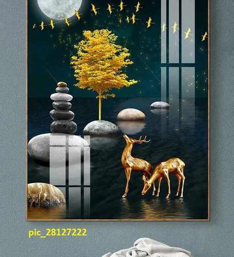 Tranh treo tường nai vàng dưới trăng pic_28127222