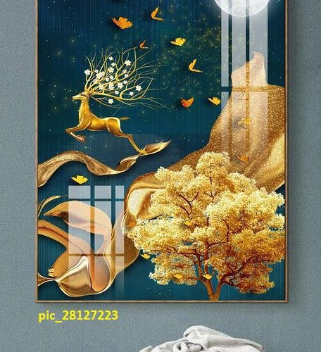 Tranh 3D nai vàng sừng hoa pic_28127223