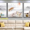 Tranh phong cảnh 3D và hươu vàng pic_28127241