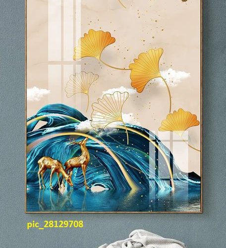 Tranh nai và lá rẻ quạt pic_28129708