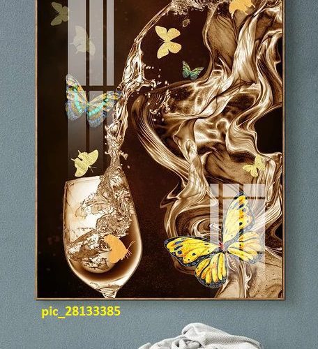 Tranh ly rượu nghệ thuật và đàn bướm pic_28133385