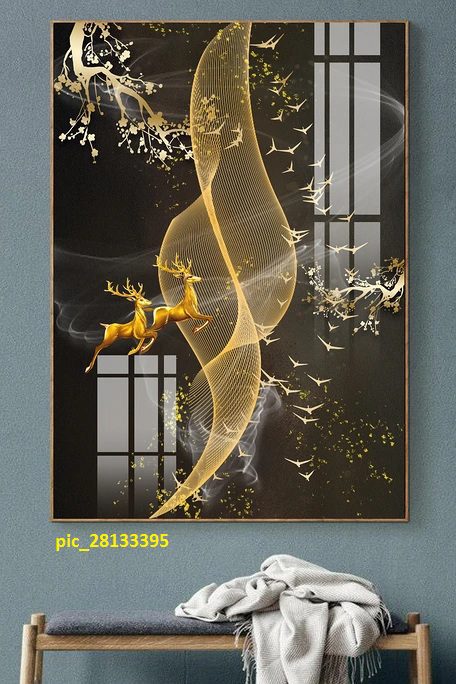 Tranh nghệ thuật đôi nai vàng pic_28133395