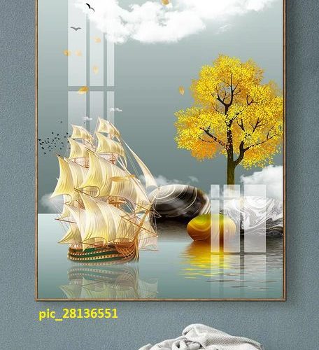 Tranh thuyền và cây tài lộc pic_28136551