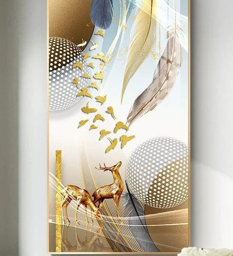 Tranh tráng gương trừu tượng hươu vàng pic_28136580