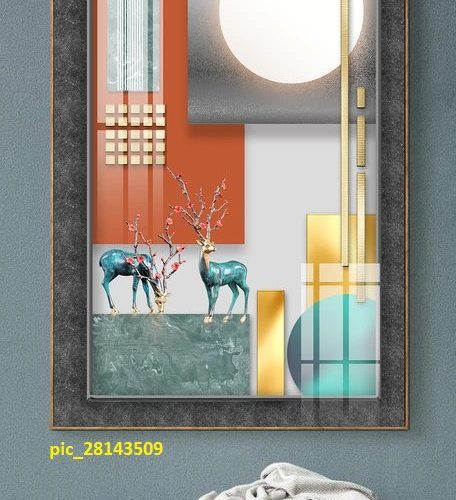 Tranh trừu tượng nai xanh sừng hoa pic_28143509