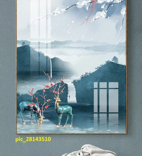Tranh sông núi nước non và nai xanh pic_28143510