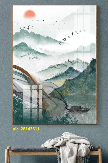 Tranh phong cảnh sơn thủy và thuyền nhỏ pic_28143511