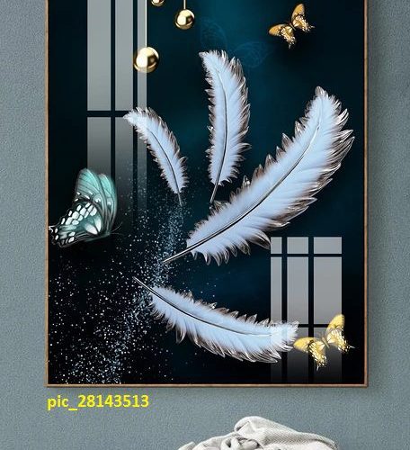 Tranh treo tường đàn bướm và lông vũ pic_28143513
