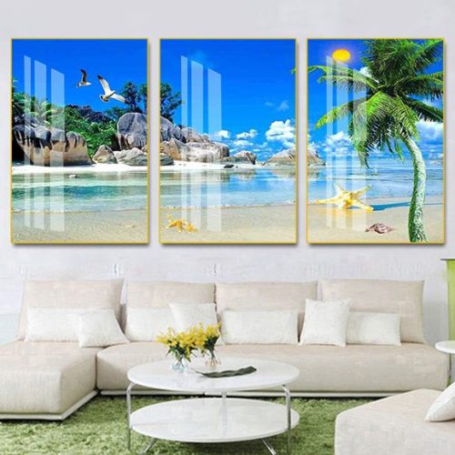 Tranh chim hải âu và bãi biển D9