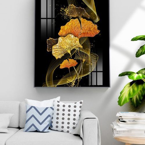 Tranh lá hình quạt nghệ thuật FT10137