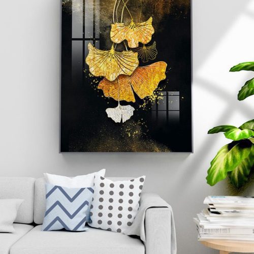 Tranh tráng gương lá hình quạt FT10312