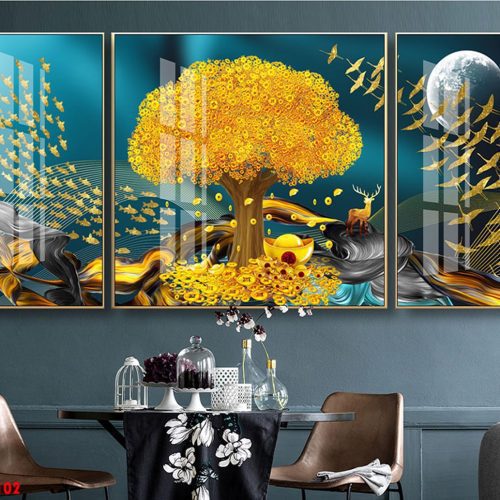 Tranh cây tài lộc và nai vàng FT41102
