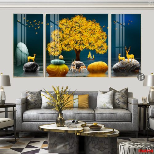 Tranh nai đứng dưới cây vàng FT60298