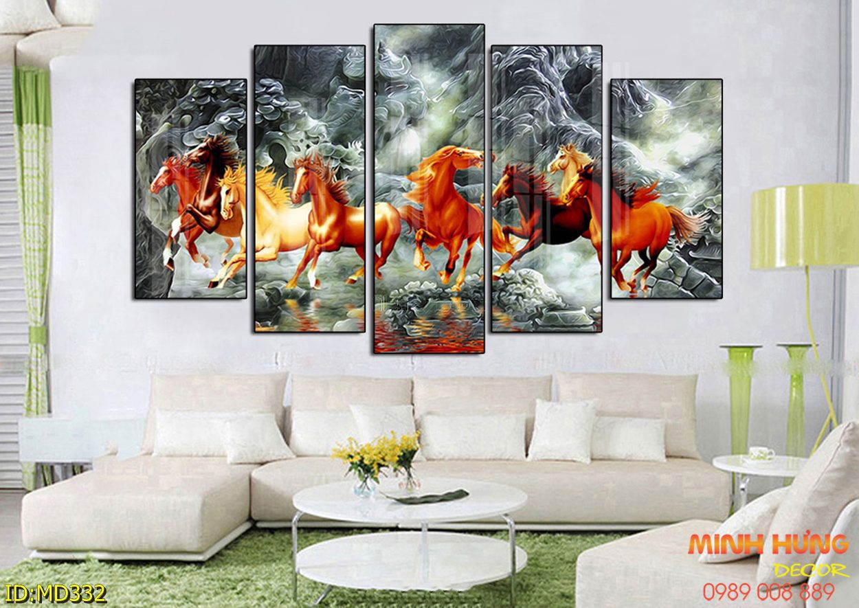 Tranh 3D bát mã giả ngọc MD332