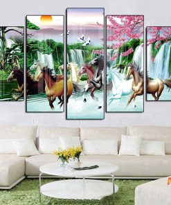 Tranh 5D ngựa phi trên thác nước MD375