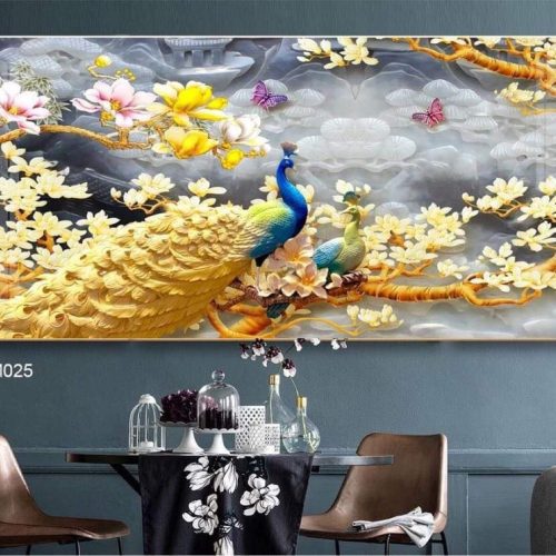 Tranh tráng gương 3D chim công CC299