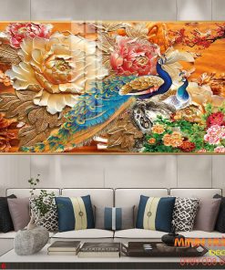 Tranh chim công hoa mẫu đơn CC486