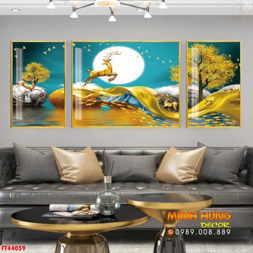 Tranh hưu cùng đàn cá vàng FT44059