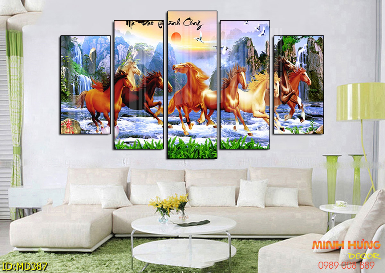 Tranh tráng gương bát mã chạy MD387