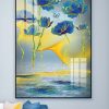 Tranh canvas hoa sen xanh và đàn bướm SNO 16186