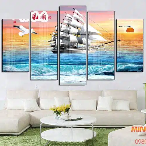 Tranh tráng gương thuyền buồm xuôi gió TB22