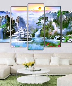 Tranh thuyền buồm sông núi nước non tb40