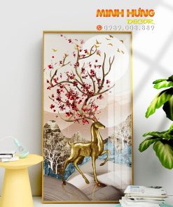 Tranh hưu vàng cùng đàn bướm FT10520
