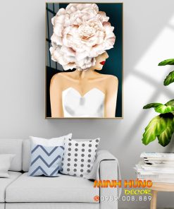 Tranh cô gái đội hoa hồng FT10679