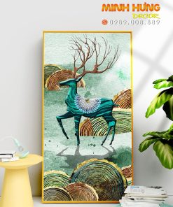 Tranh trừu tượng hưu và lá sen FT10694