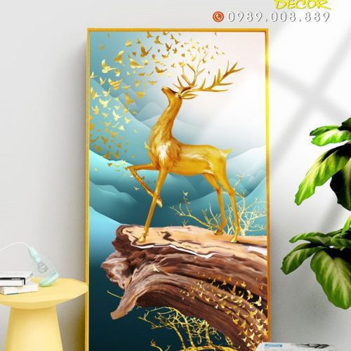 Tranh hưu vàng và đàn chim FT10805