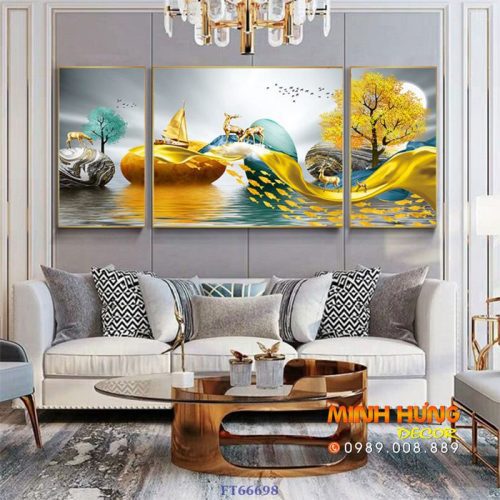 Tranh đàn hưu cây và thuyền FT66334