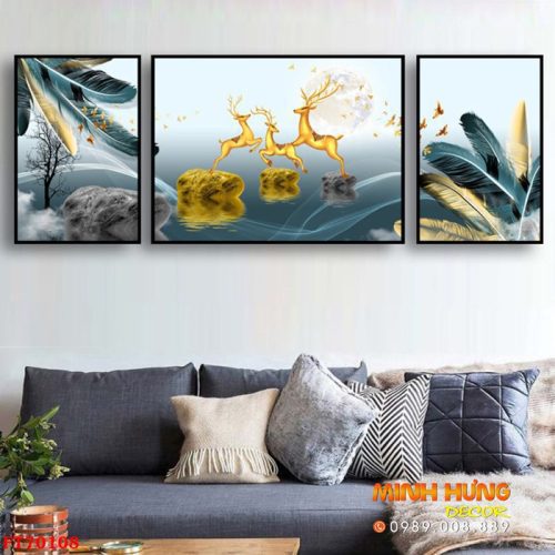 Tranh đàn hưu và lá chuối FT70108