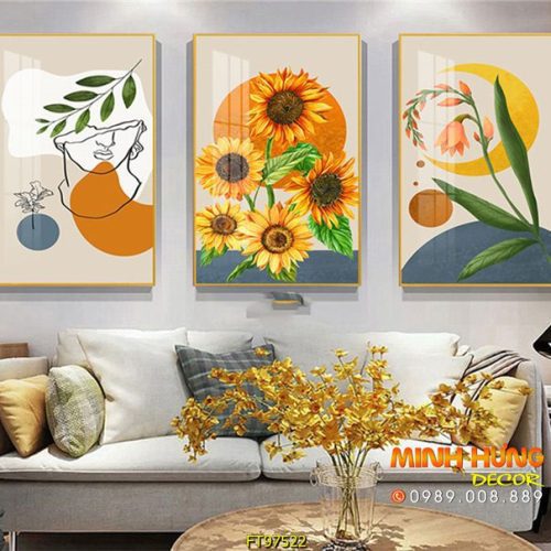 Tranh hoa mặt trời và hoa ly FT97522