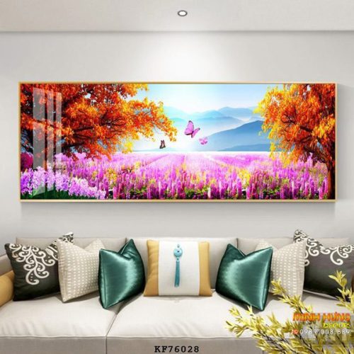 KF76028 Tranh đồng hoa và bướm hồng