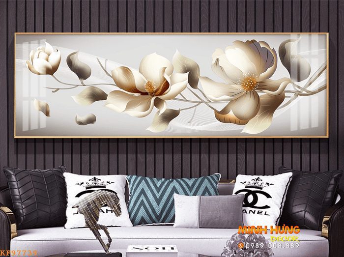 KF97739 Tranh cành hoa mẫu đơn vàng