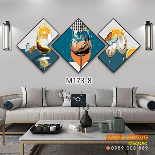 M1737 Tranh Ly Pha Lê Với Quả Cam